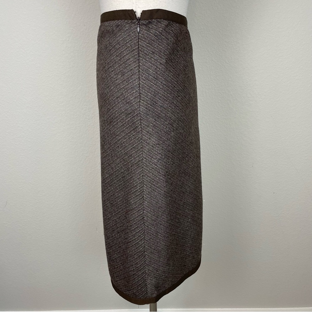 Loro Piana Brown Chevron Cashmere/Wool Skirt Textured A-Line Skirt Sz 48 - Picture 3 of 8